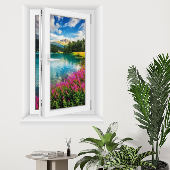 Optical Illusions Window Wall Sticker - Lake