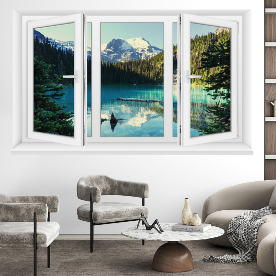 Optical Illusions Window Wall Sticker - Lake