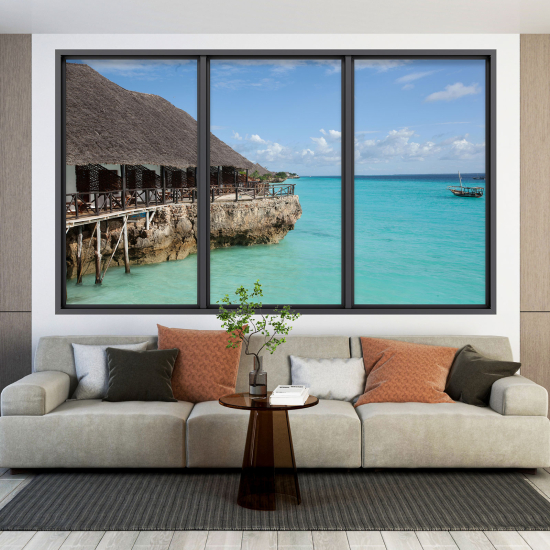 Optical Illusions Window Wall Sticker - Maldives