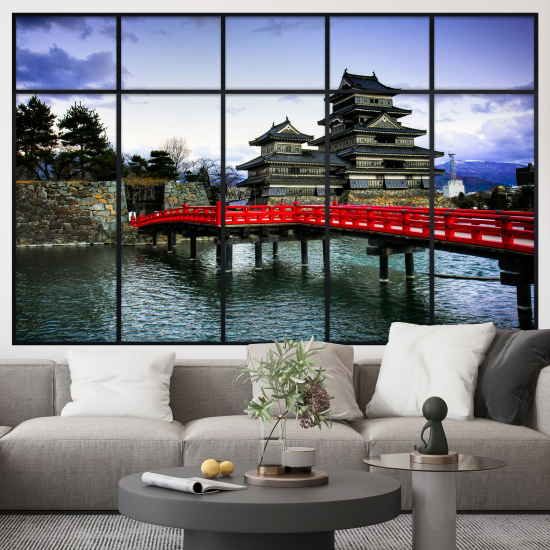 Optical Illusions Window Wall Sticker - Matsumoto Castle