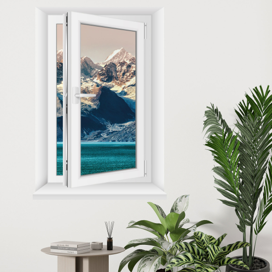 Optical Illusions Window Wall Sticker - Mountains