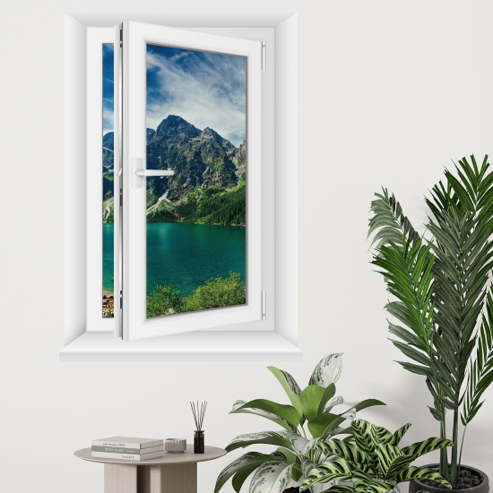 Optical Illusions Window Wall Sticker - Mountains