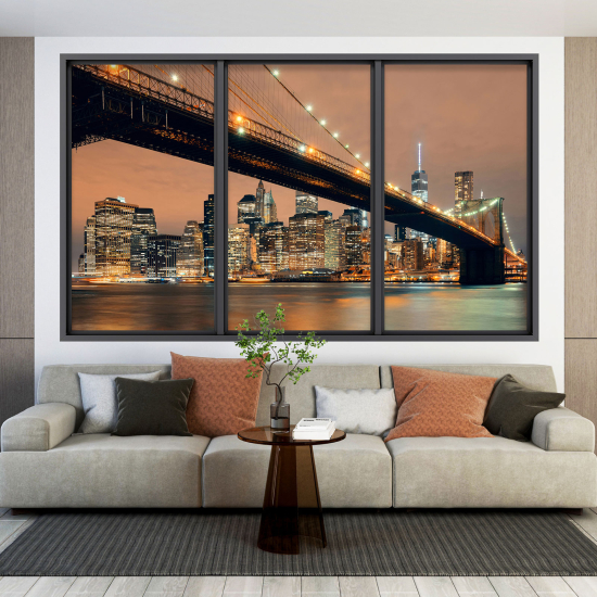 Optical Illusions Window Wall Sticker - New York