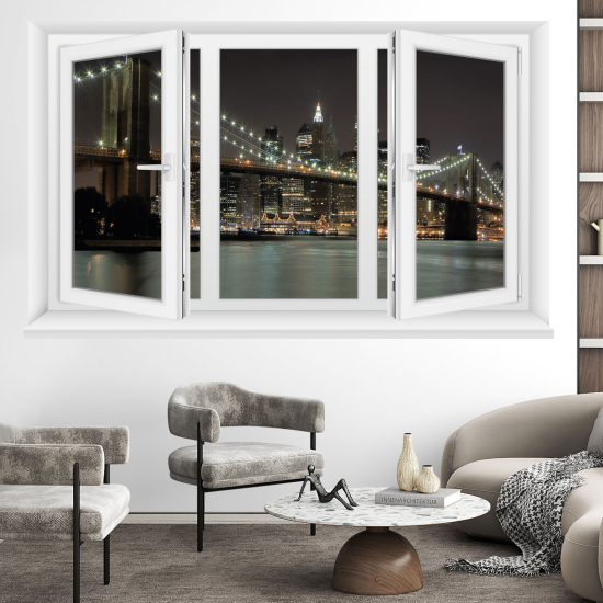 Optical Illusions Window Wall Sticker - New York