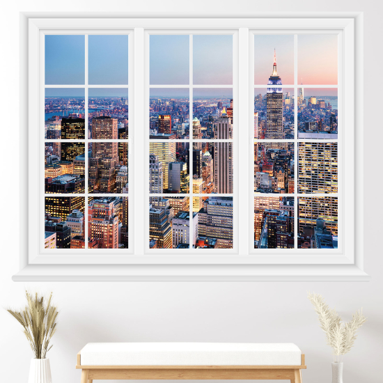 Optical Illusions Window Wall Sticker - New York