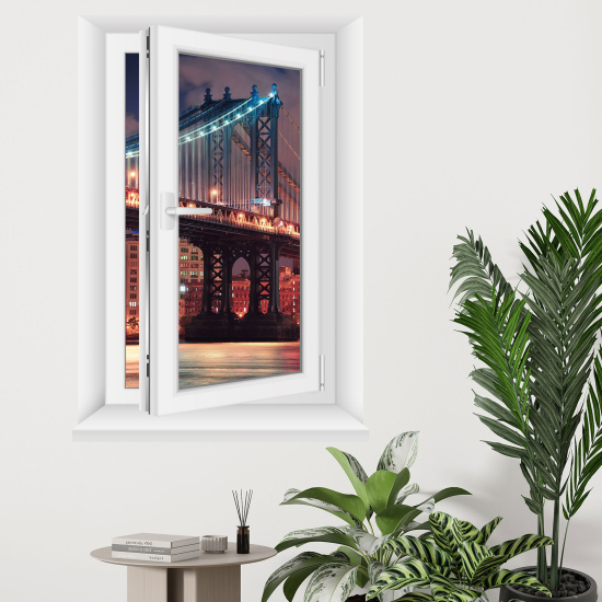 Optical Illusions Window Wall Sticker - New York Bridge