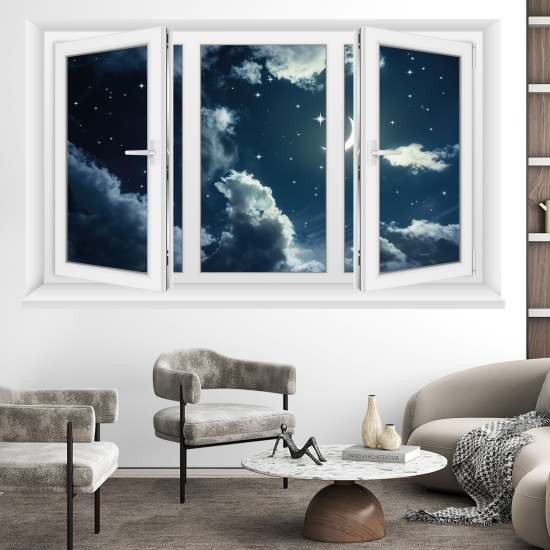 Optical Illusions Window Wall Sticker - Night