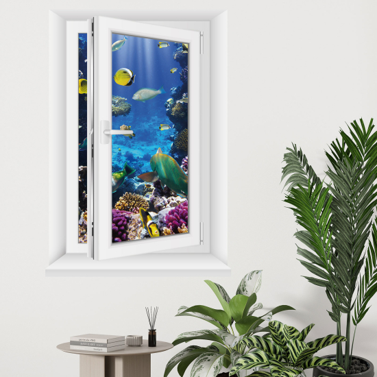 Optical Illusions Window Wall Sticker - Ocean