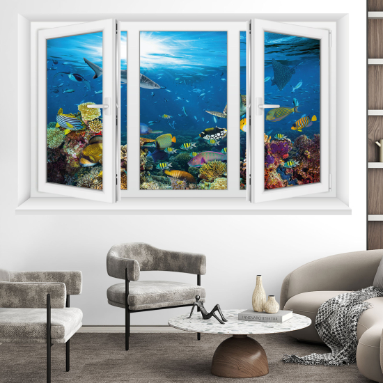 Optical Illusions Window Wall Sticker - Ocean