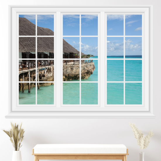 Optical Illusions Window Wall Sticker - Paradisiacal