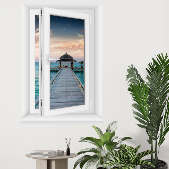 Optical Illusions Window Wall Sticker - Pontoon