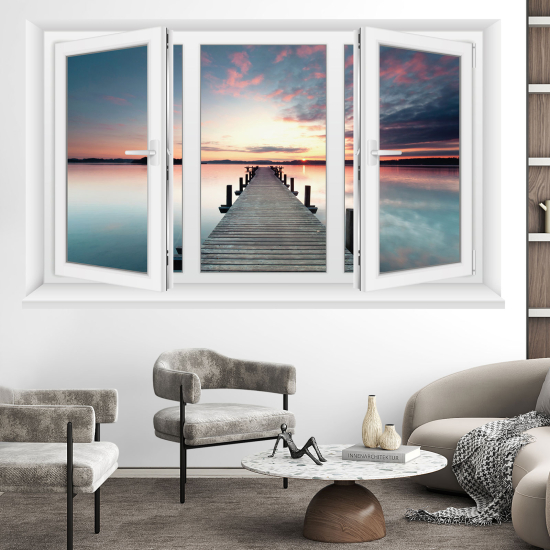 Optical Illusions Window Wall Sticker - Pontoon