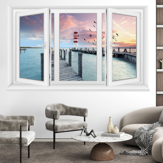 Optical Illusions Window Wall Sticker - Pontoon