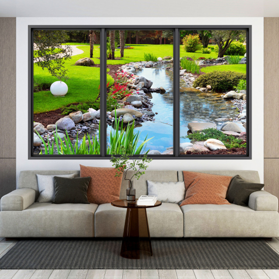 Optical Illusions Window Wall Sticker - River