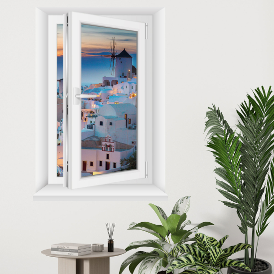 Optical Illusions Window Wall Sticker - Santorini