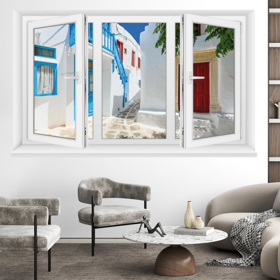 Optical Illusions Window Wall Sticker - Santorini