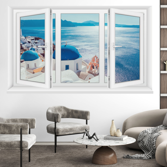 Optical Illusions Window Wall Sticker - Santorini