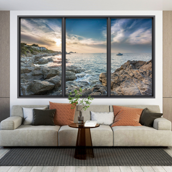 Optical Illusions Window Wall Sticker - Sea View