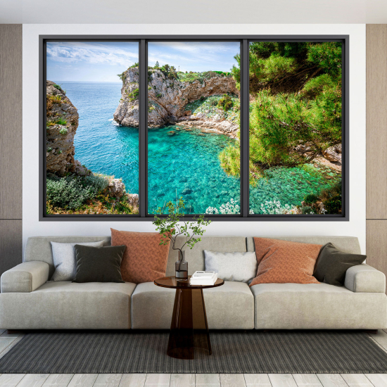 Optical Illusions Window Wall Sticker - Sea View