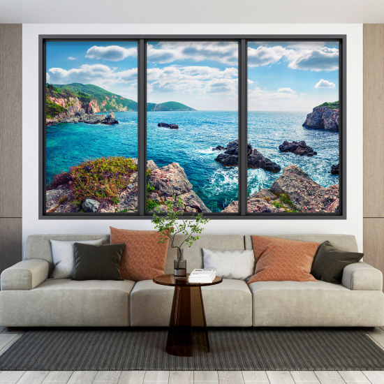 Optical Illusions Window Wall Sticker - Sea View