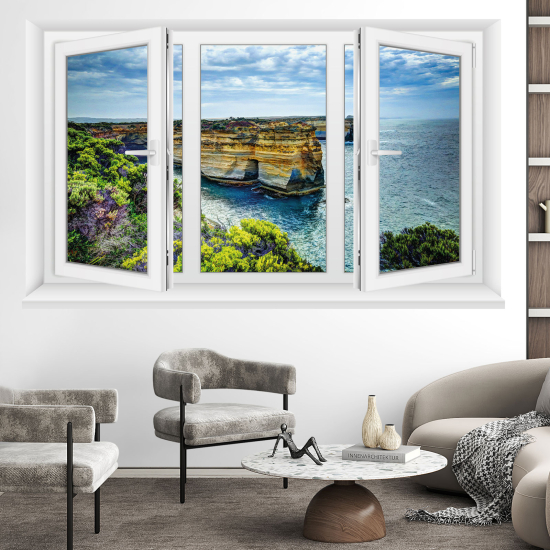 Optical Illusions Window Wall Sticker - Sea view