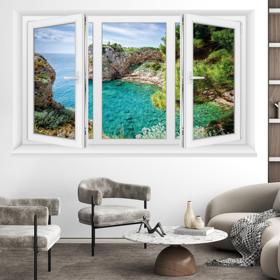 Optical Illusions Window Wall Sticker - Sea view