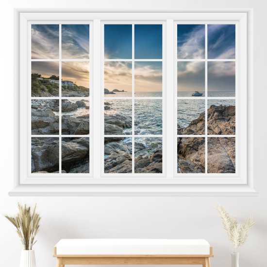 Optical Illusions Window Wall Sticker - Sea view