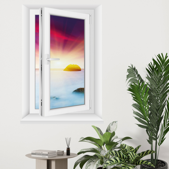 Optical Illusions Window Wall Sticker - Sea view sunset