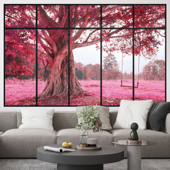 Optical Illusions Window Wall Sticker - Swing Tree