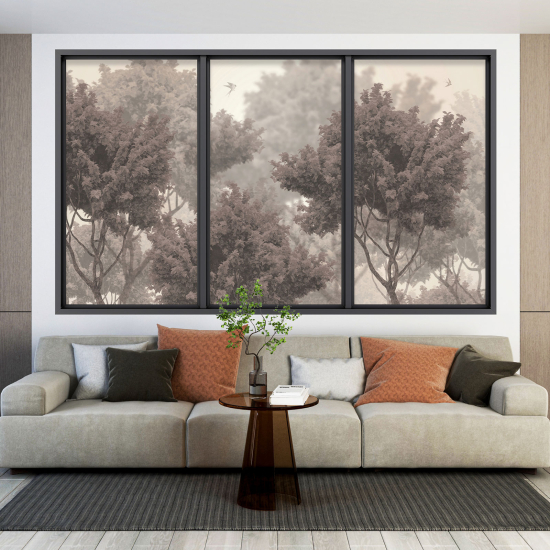 Optical Illusions Window Wall Sticker - Trees