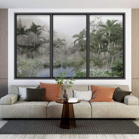 Optical Illusions Window Wall Sticker - Tropical Forest