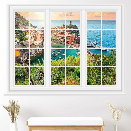 Optical Illusions Window Wall Sticker - Vernazza City