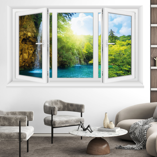 Optical Illusions Window Wall Sticker - Waterfall