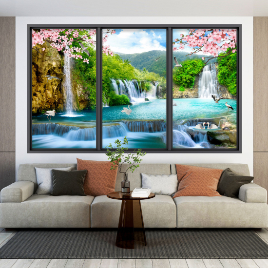 Optical Illusions Window Wall Sticker - Waterfalls