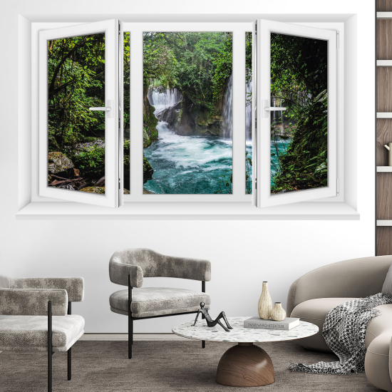 Optical Illusions Window Wall Sticker - Waterfalls