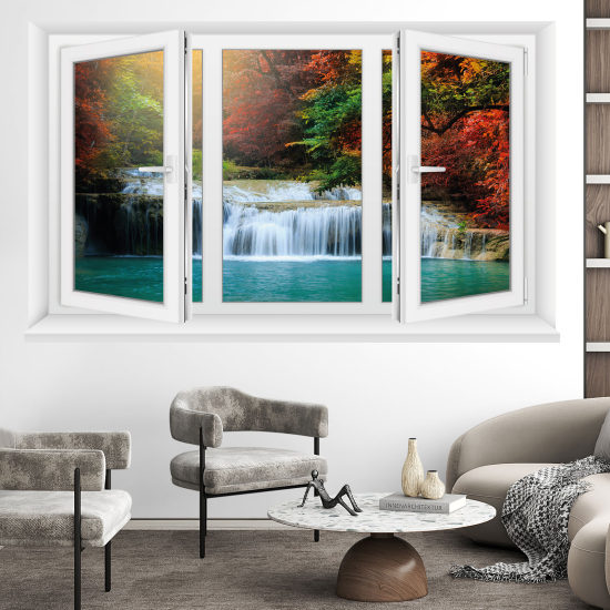 Optical Illusions Window Wall Sticker - Waterfalls