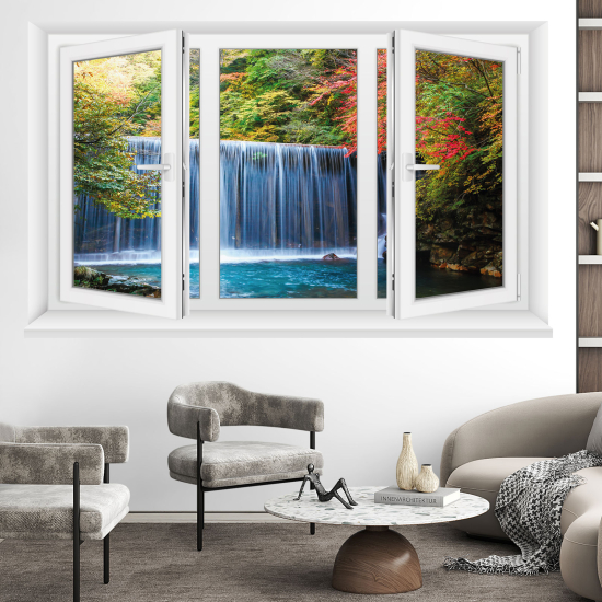 Optical Illusions Window Wall Sticker - Waterfalls