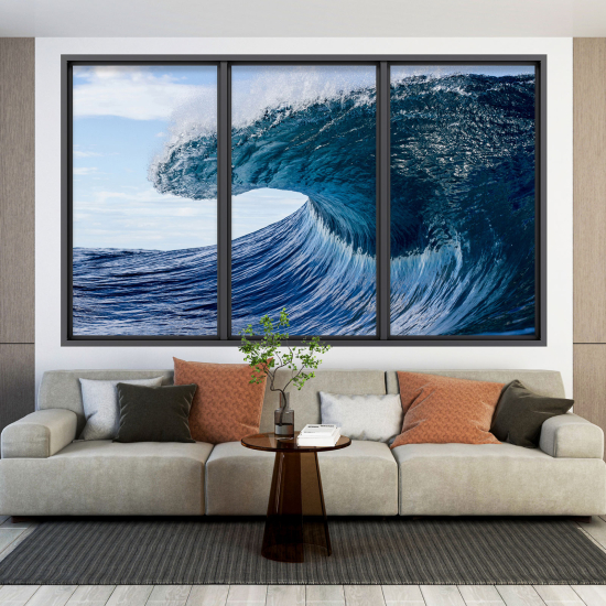 Optical Illusions Window Wall Sticker - Wave