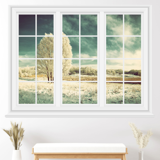 Optical Illusions Window Wall Sticker - Winter Landscape