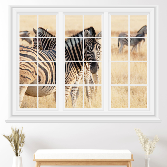 Optical Illusions Window Wall Sticker - Zebras