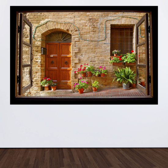 Optical Illusions Wood Window Wall Sticker - Alley