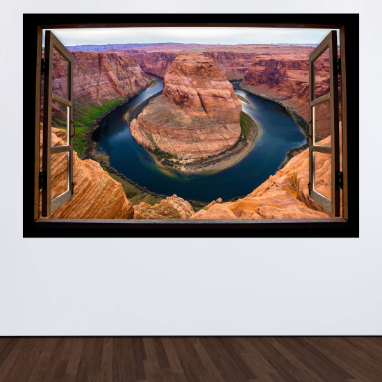 Optical Illusions Wood Window Wall Sticker - Grand Canyon