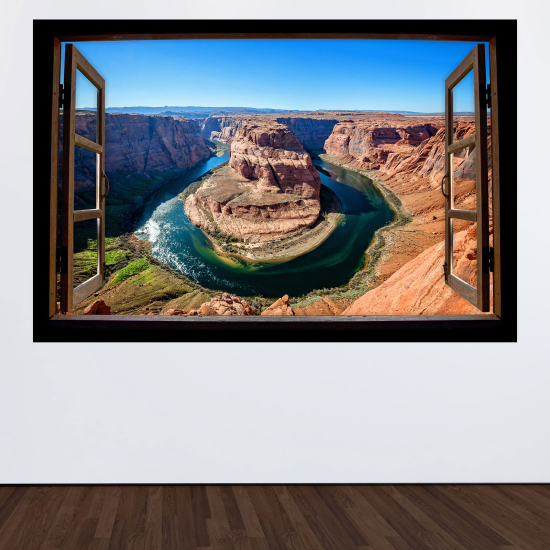 Optical Illusions Wood Window Wall Sticker - Grand Canyon