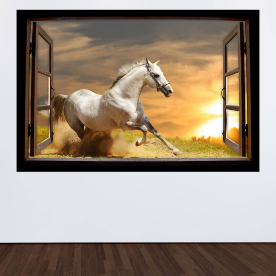 Optical Illusions Wood Window Wall Sticker - Horse