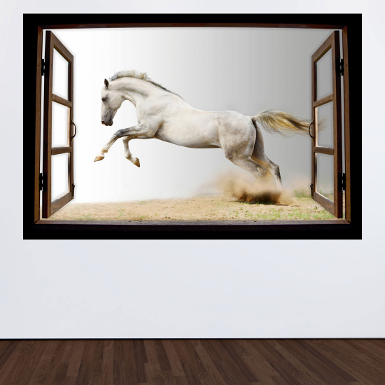 Optical Illusions Wood Window Wall Sticker - Horse