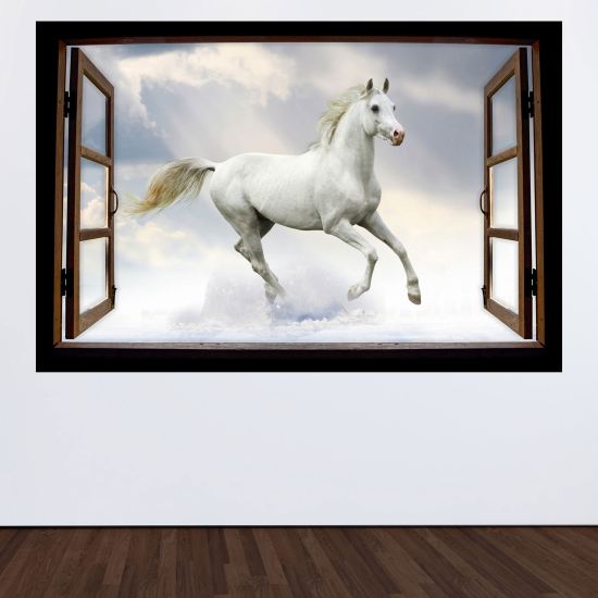 Optical Illusions Wood Window Wall Sticker - Horse