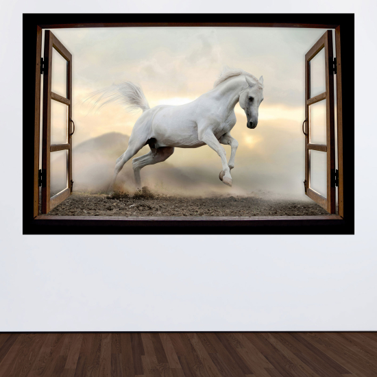 Optical Illusions Wood Window Wall Sticker - Horse