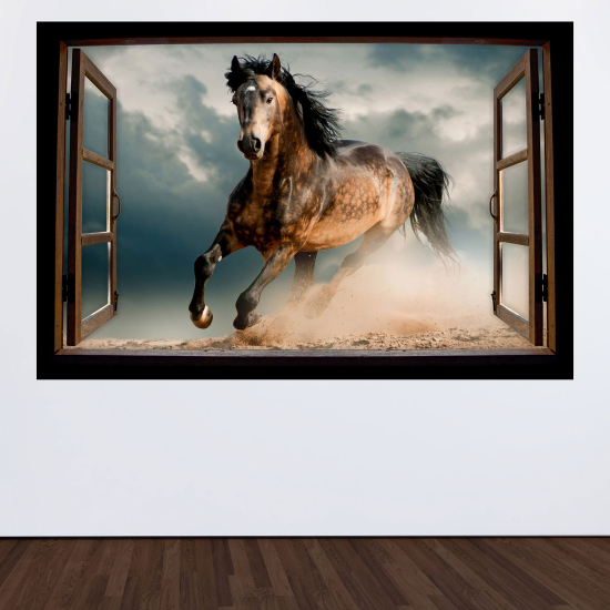 Optical Illusions Wood Window Wall Sticker - Horse