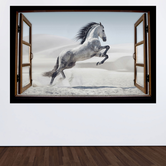 Optical Illusions Wood Window Wall Sticker - Horse