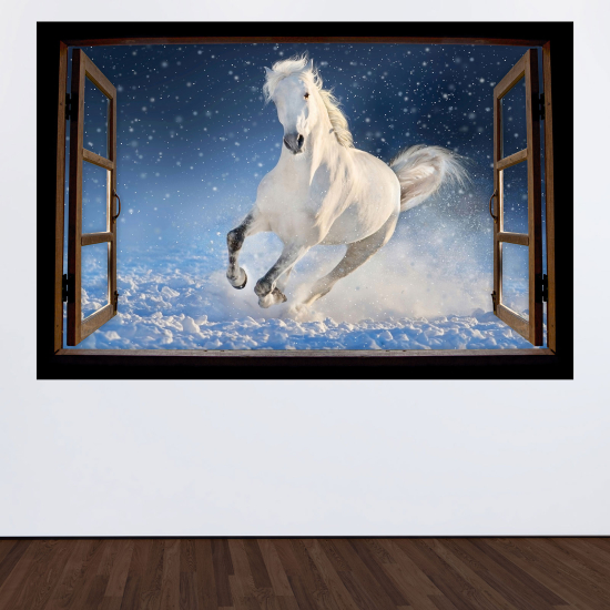 Optical Illusions Wood Window Wall Sticker - Horse